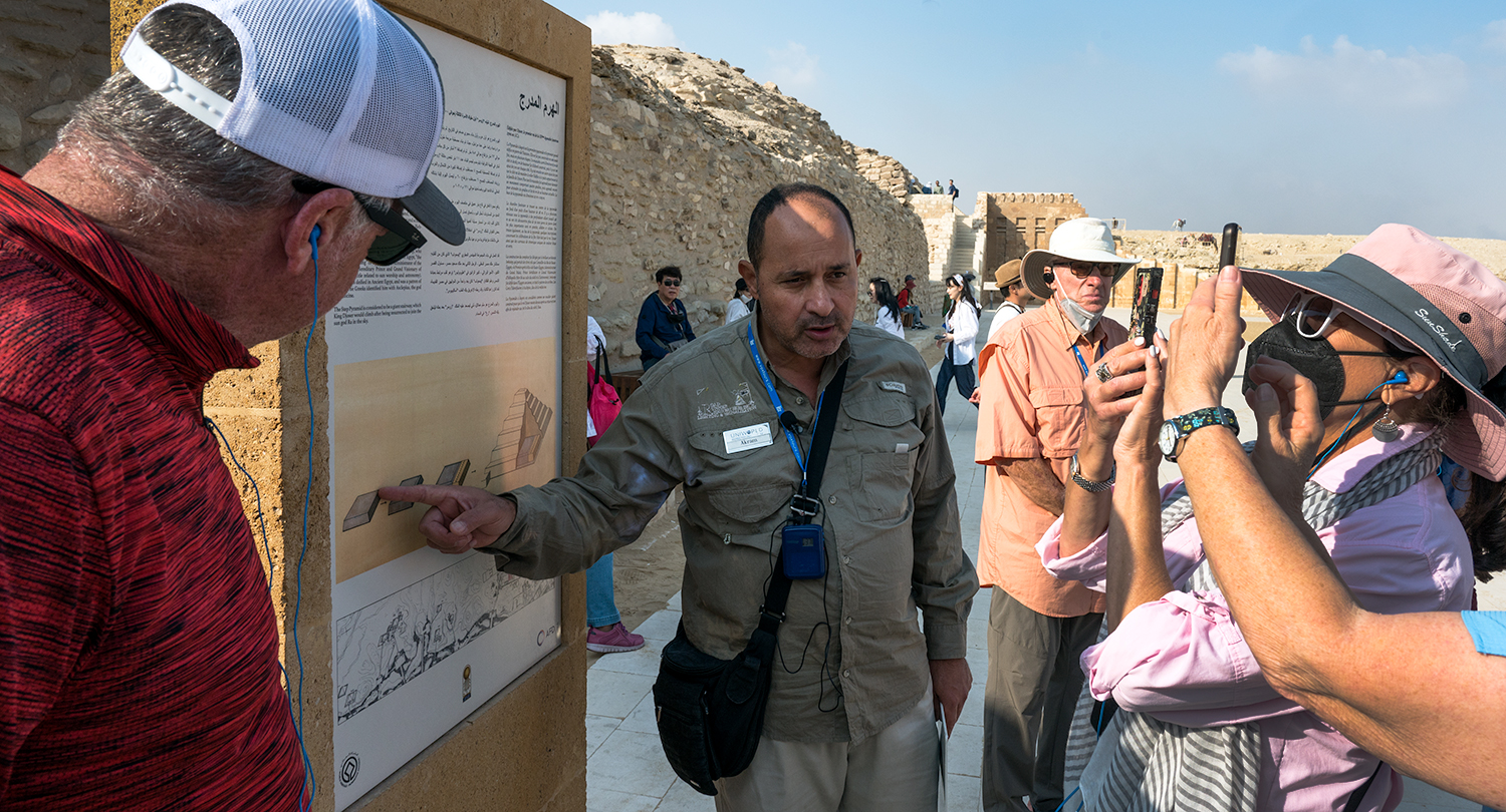 Akram explaining the layout of a mastaba tomb
