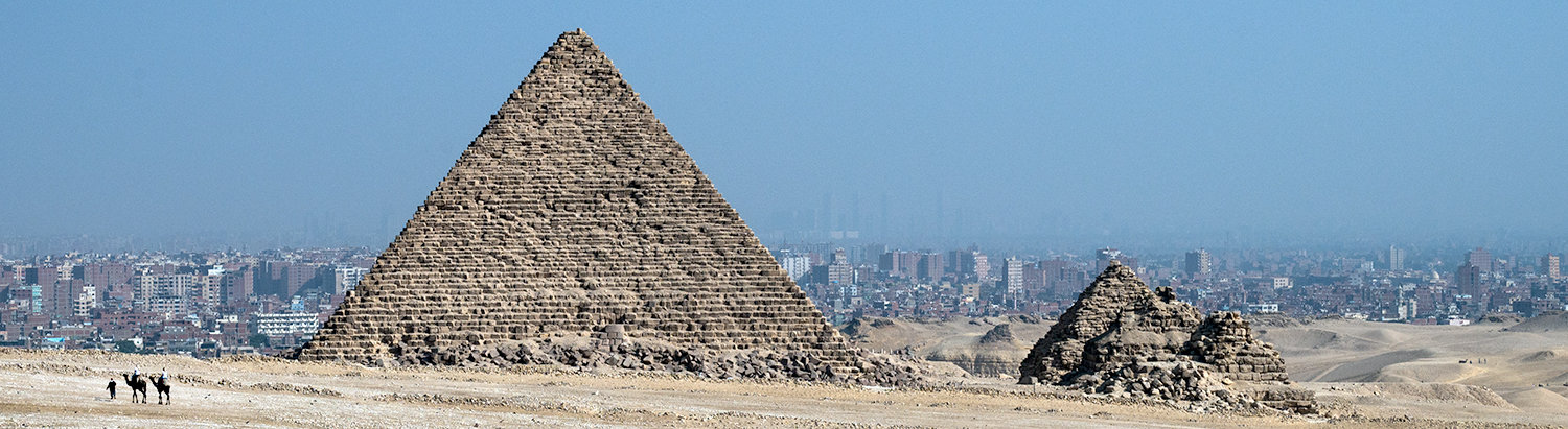 Pyramids with Cairo in the background